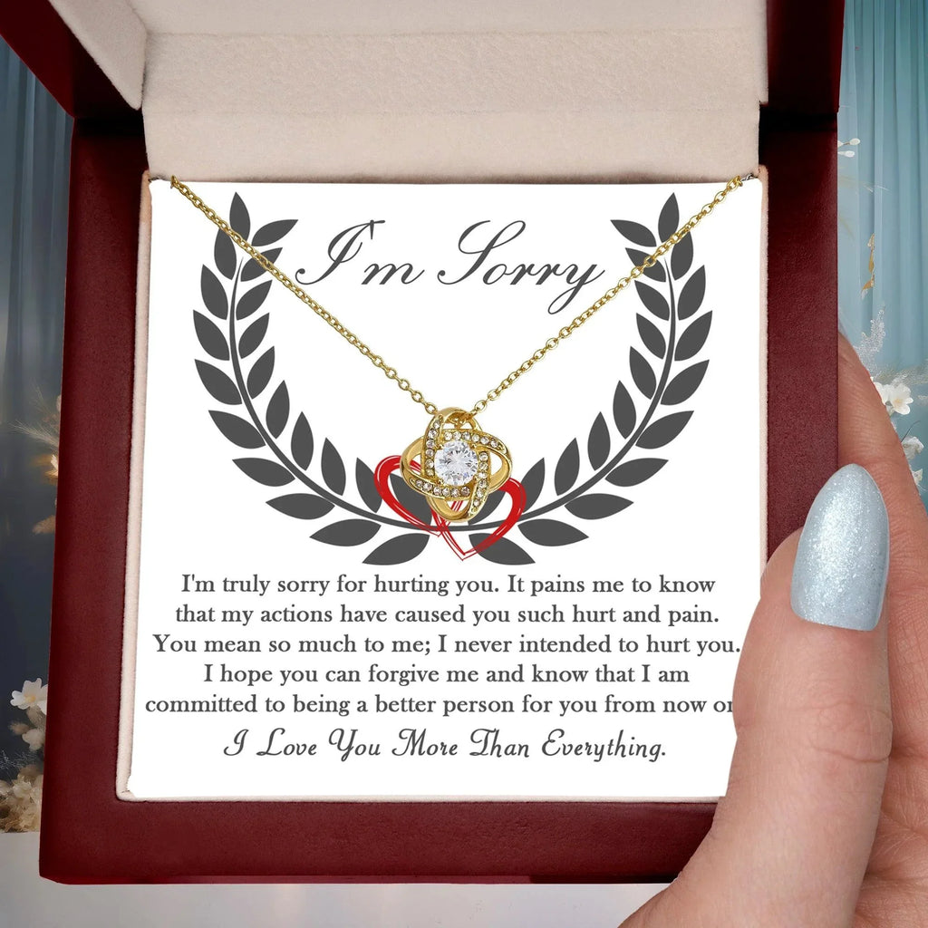 Apology Gift for Girlfriend, Wife, Soulmate - Sorry, From Now On - Love Knot Pendant Necklace