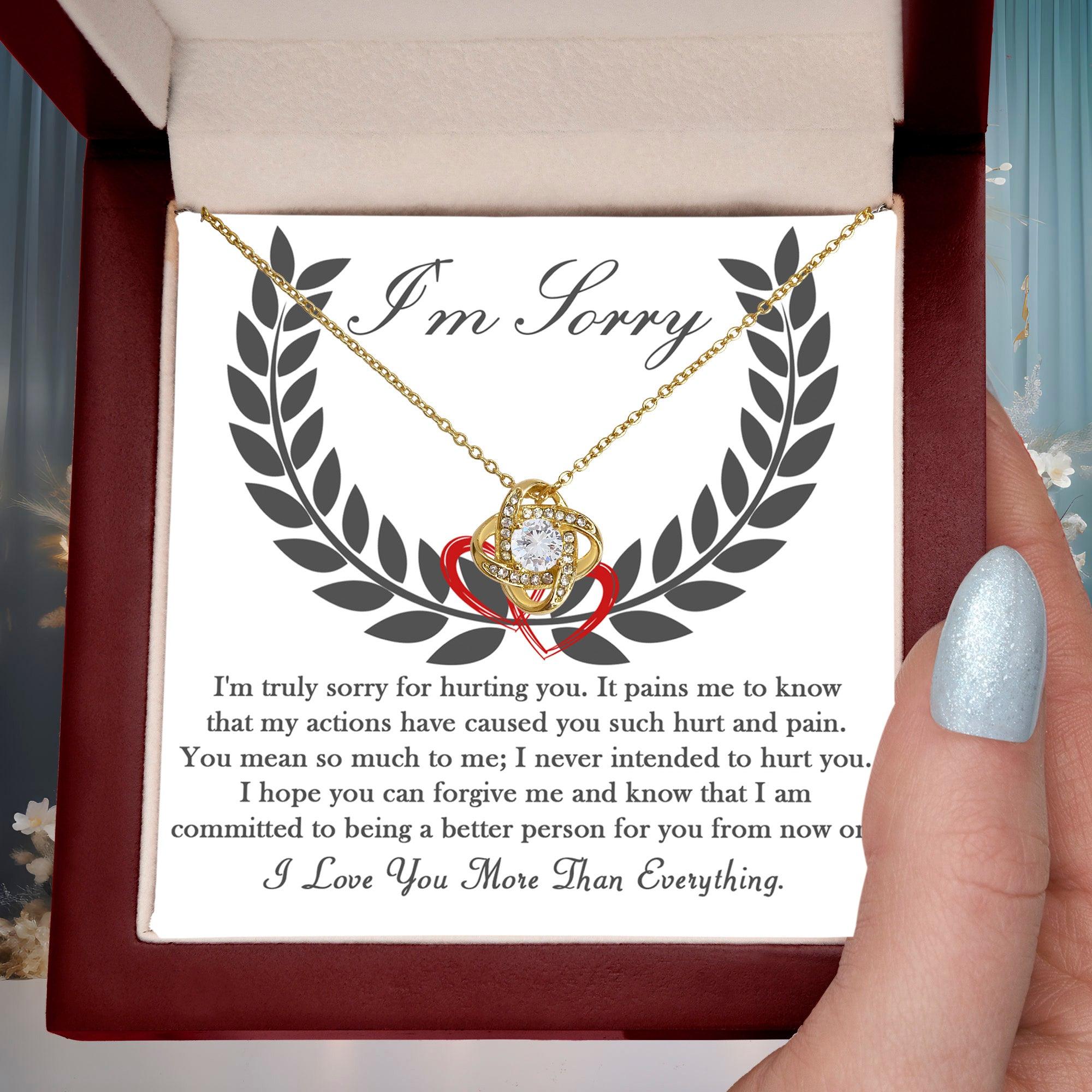 Apology Gift for Girlfriend, Wife, Soulmate - Sorry, From Now On - Love Knot Pendant Necklace - Mallard Moon Gift Shop