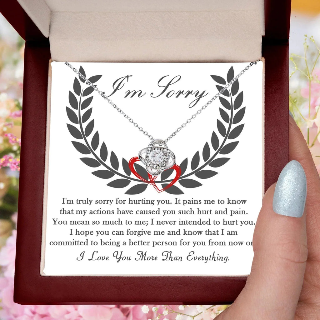 Apology Gift for Girlfriend, Wife, Soulmate - Sorry, From Now On - Love Knot Pendant Necklace