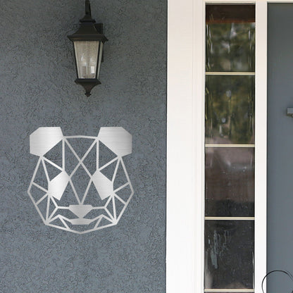 Geometric Panda Metal Wall Art – Modern Animal Steel Décor – Minimalist Panda Head Wall Hanging - Mallard Moon
