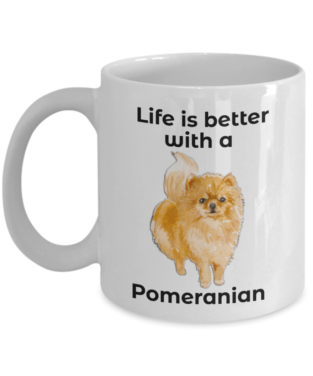 Pomeranian Dog Coffee Mug - Life is Better - Mallard Moon Gift Shop