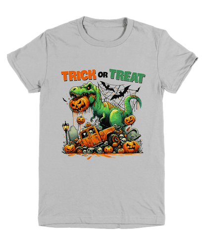 Halloween Trick or Treat Monster Dinosaur Youth Tee Shirt - Mallard Moon Gift Shop