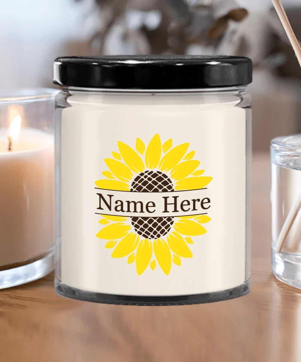 Sunflower Monogram Soy Scented Container Jar Candle