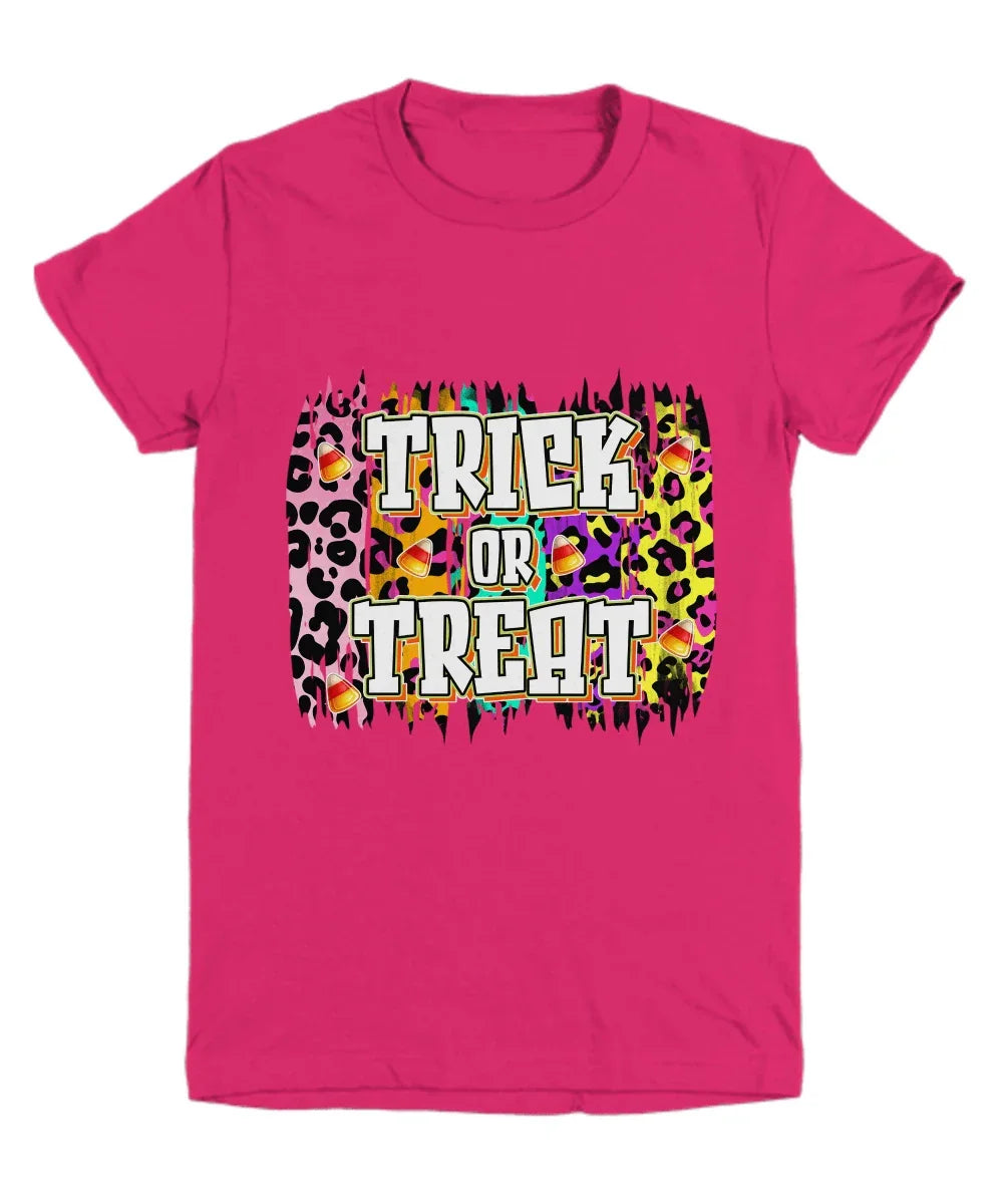 Halloween Trick or Treat Leopard Spots Youth Tee Shirt