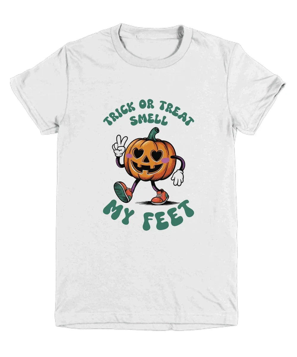 Child Halloween Trick or Treat Smell My Feet Pumpkin Tee Shirt