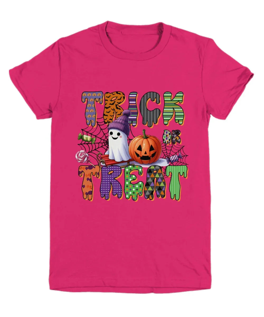 Halloween Trick or Treat Ghost with Beanie Hat Youth Tee Shirt