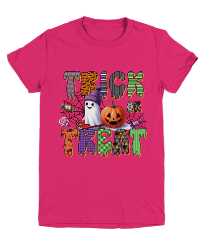 Halloween Trick or Treat Ghost with Beanie Hat  Youth Tee Shirt - Mallard Moon Gift Shop