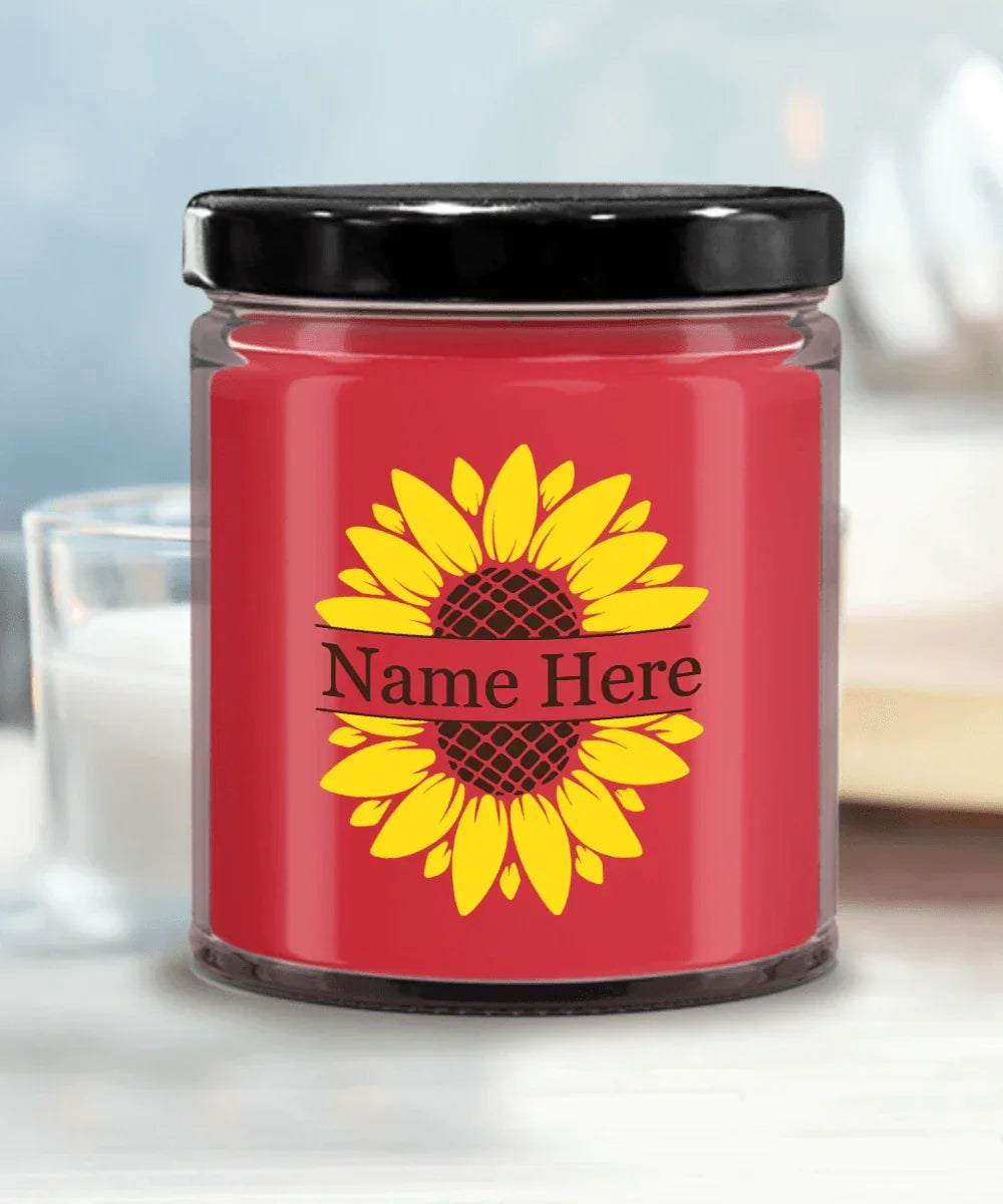 Sunflower Monogram Soy Scented Container Jar Candle