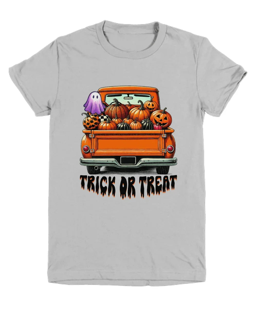Halloween Trick or Treat Truck of Pumpkins Youth Tee Shirt