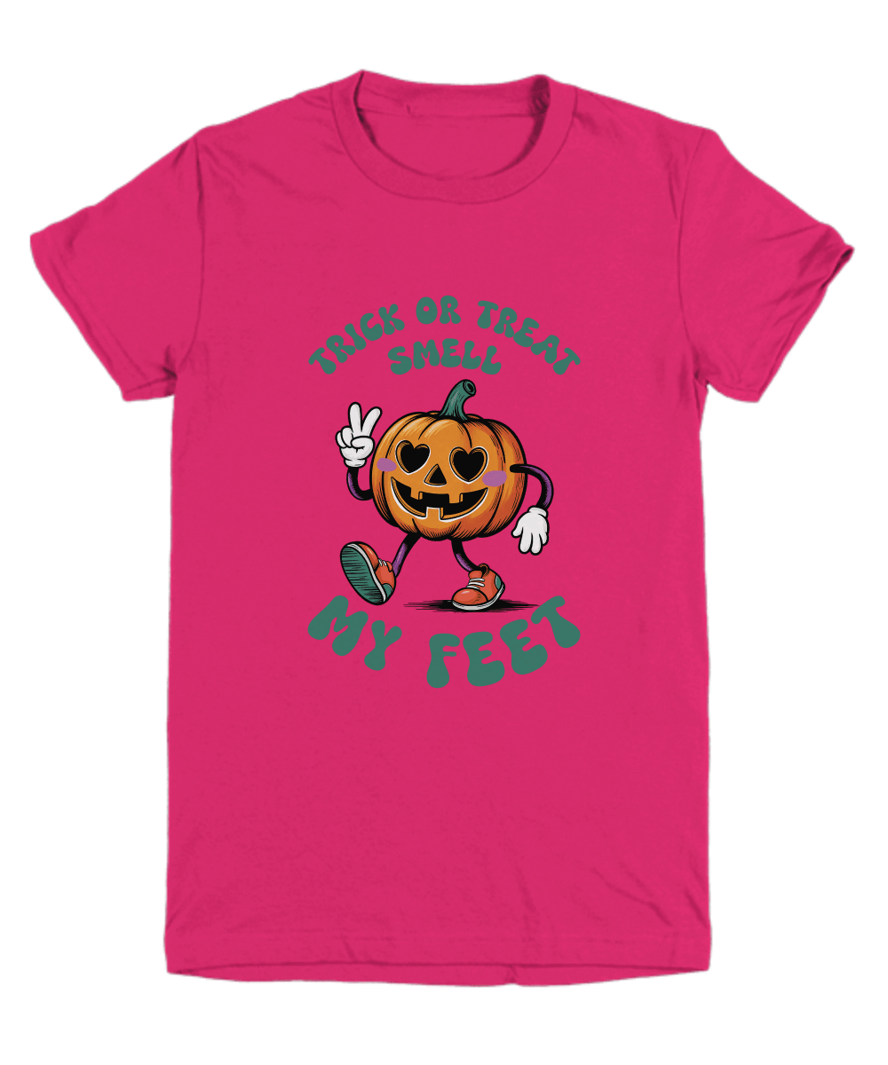 Child Halloween Trick or Treat Smell My Feet Pumpkin Tee Shirt - Mallard Moon Gift Shop