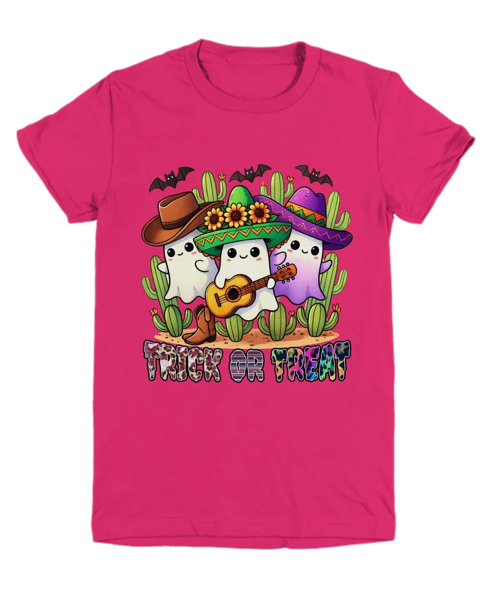 Halloween Trick or Treat Ghosts Playing Guitar Youth Tee Shirt