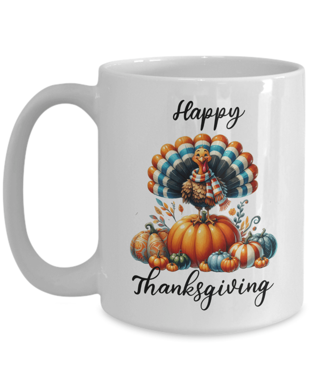 Happy Thanksgiving Ceramic Mug – Perfect for Holiday Cheer! - Mallard Moon Gift Shop