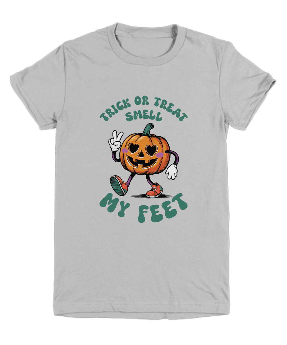 Child Halloween Trick or Treat Smell My Feet Pumpkin Tee Shirt - Mallard Moon Gift Shop
