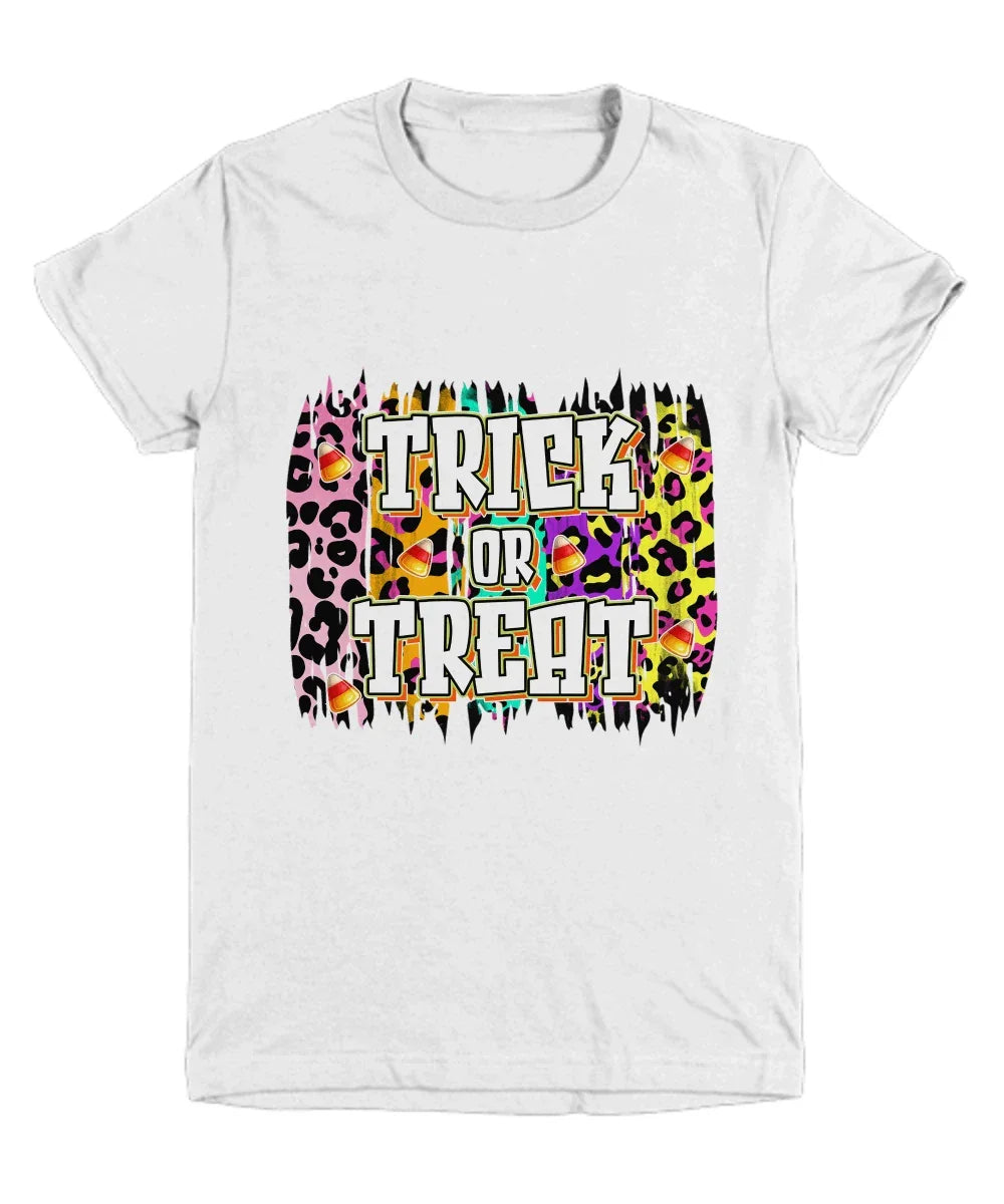 Halloween Trick or Treat Leopard Spots Youth Tee Shirt