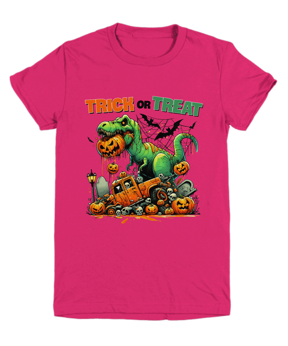 Halloween Trick or Treat Monster Dinosaur Youth Tee Shirt - Mallard Moon Gift Shop