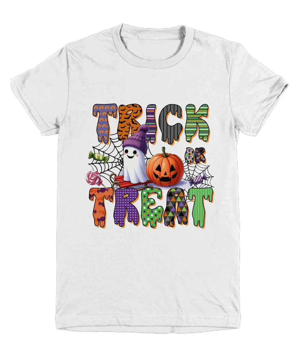 Halloween Trick or Treat Ghost with Beanie Hat Youth Tee Shirt