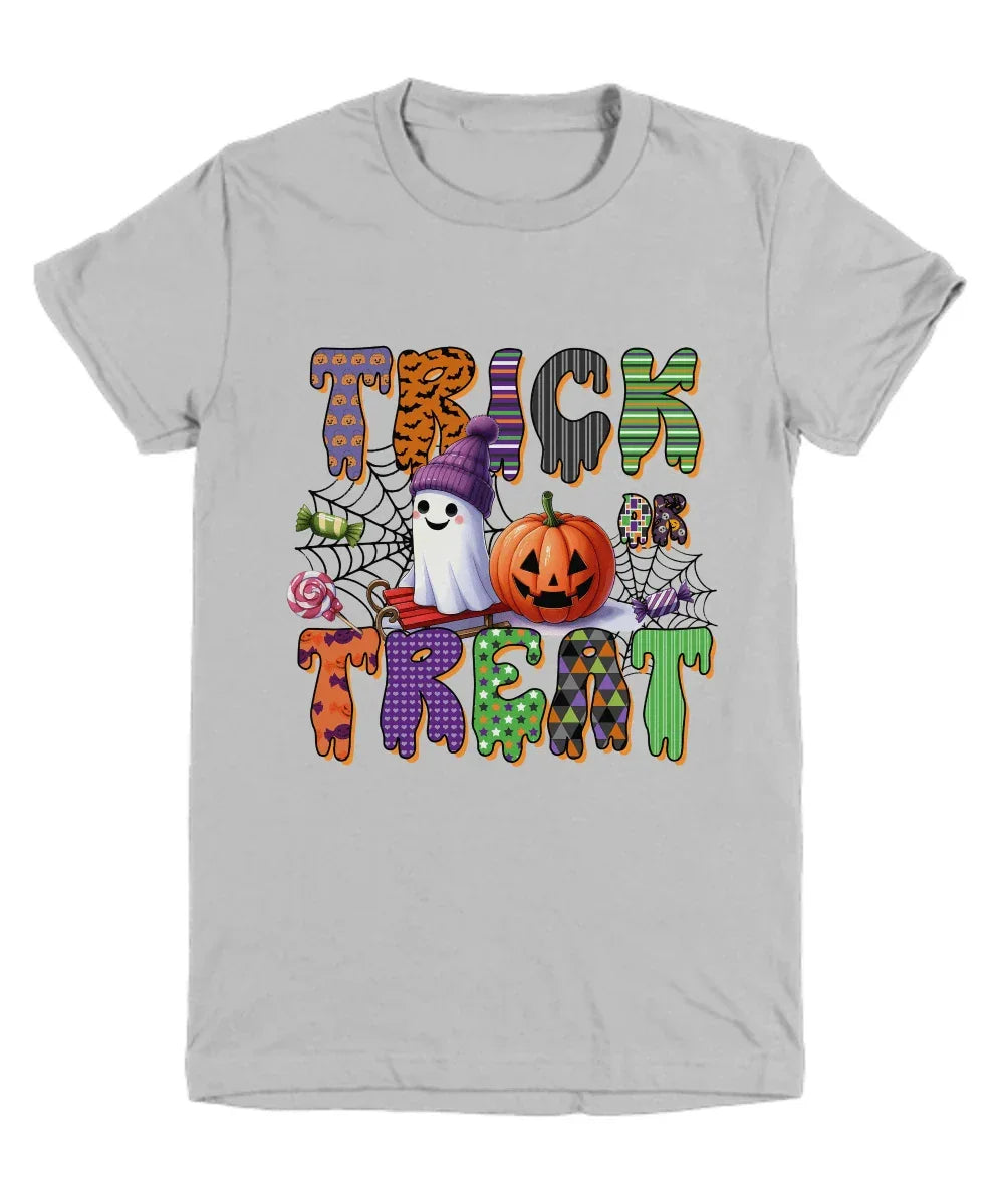Halloween Trick or Treat Ghost with Beanie Hat Youth Tee Shirt