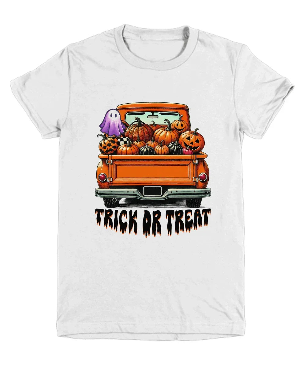 Halloween Trick or Treat Truck of Pumpkins Youth Tee Shirt