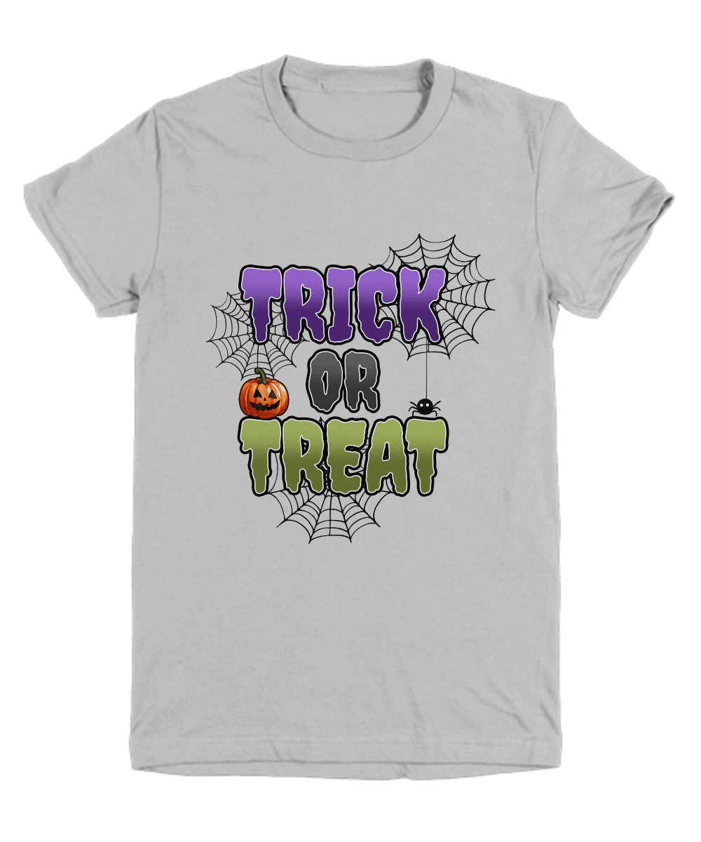 Halloween Trick or Treat Spider Webs and Pumpkins Youth Tee Shirt - Mallard Moon Gift Shop