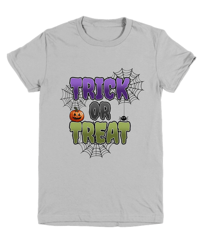 Halloween Trick or Treat Spider Webs and Pumpkins Youth Tee Shirt - Mallard Moon Gift Shop