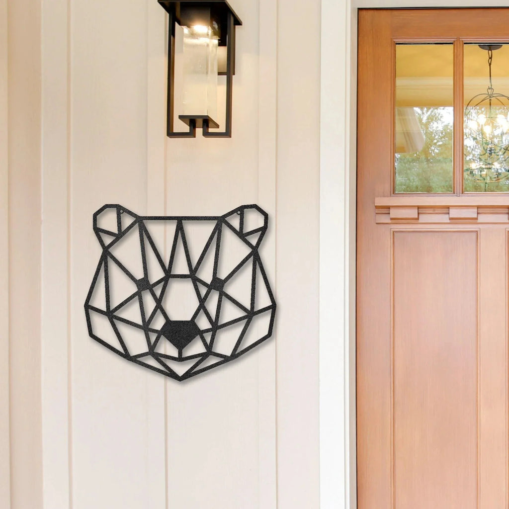 Bear Metal Art Wall Sign Geometric Head Home Office School Decor