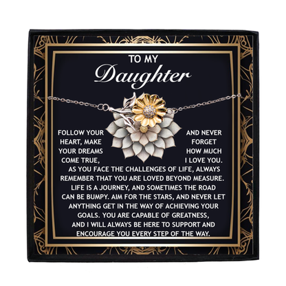 Sunflower Bracelet for Daughter - Dreams Come True – 925 Sterling Silver with 18K Gold-Plated Petals – Inspirational Jewelry Gift from Parent – Includes Heartfelt Message Card - Mallard Moon Gift Shop