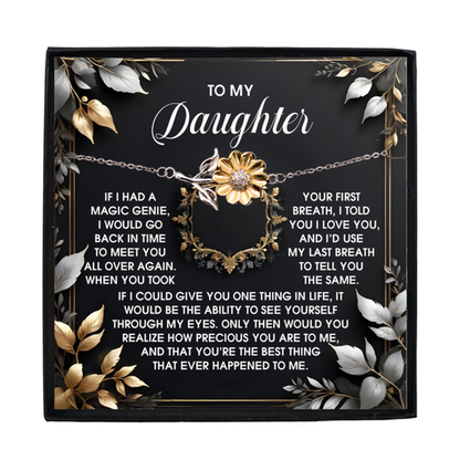 Daughter Sunflower Bracelet Sterling Silver with 18K Gold-Plated Petals – Sentimental Birthday, Graduation Christmas Jewelry Gift from Parent – Includes Heartfelt Message Card - Mallard Moon Gift Shop