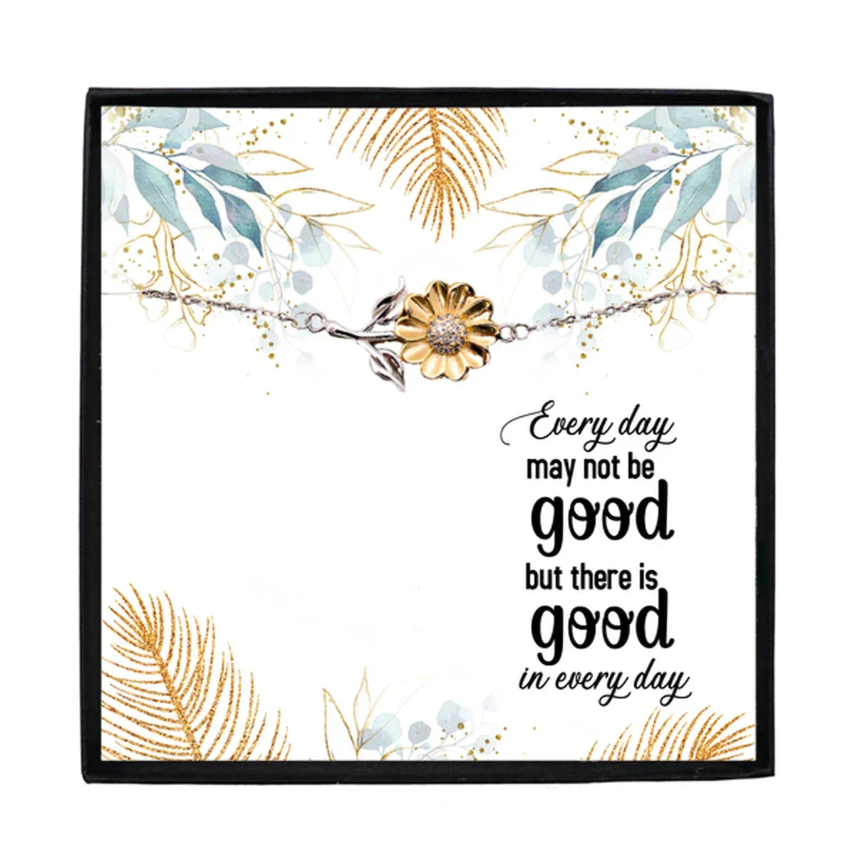 Sunflower Bracelet for Women & Teens – Sterling Silver with 18K Gold-Plated Petals – Inspirational Jewelry Gift with Motivational Message Card