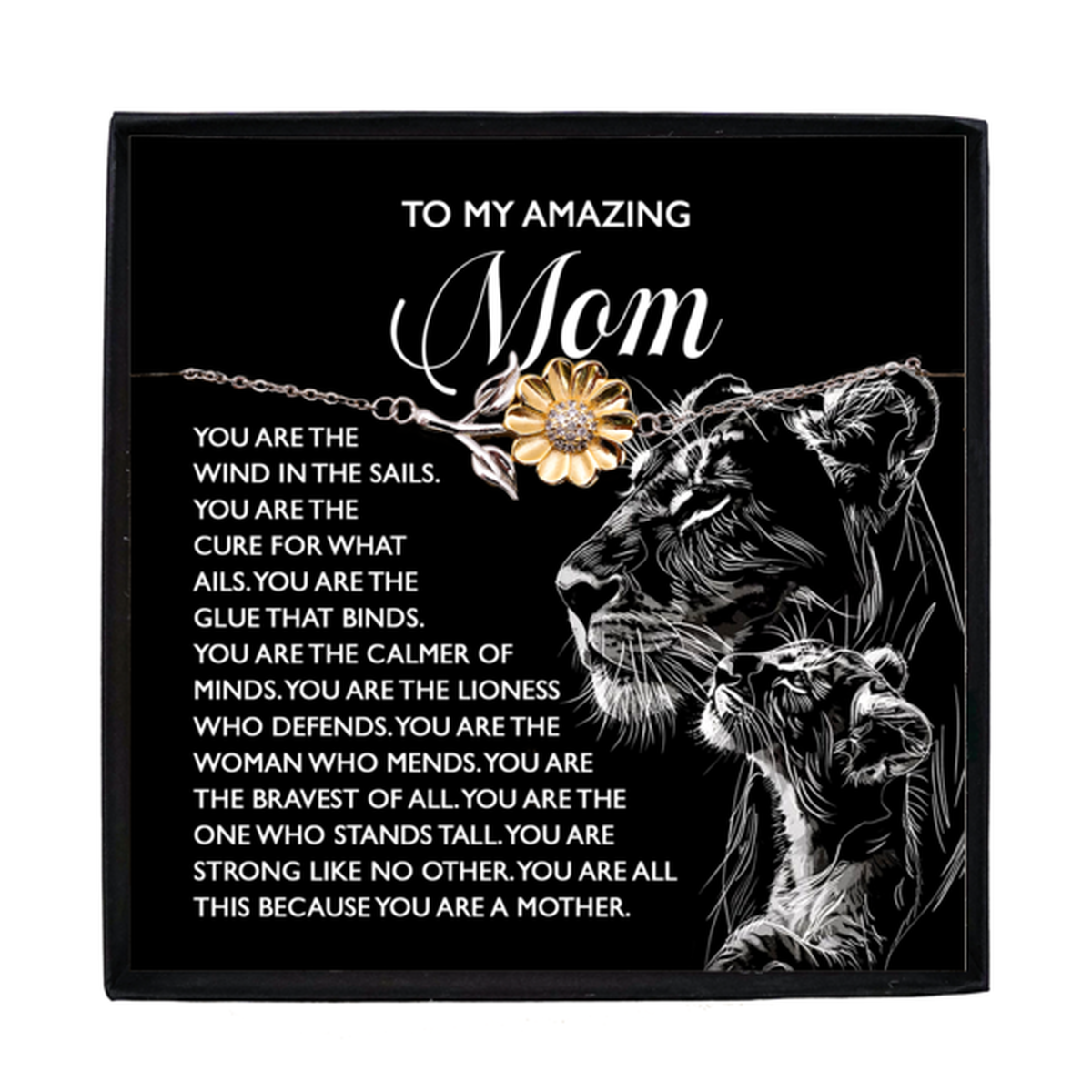 To My Amazing Mom – You Are the Wind in the Sails – Bold and Beautiful Tribute Mother's Day Birthday Sunflower Bracelet - Mallard Moon Gift Shop