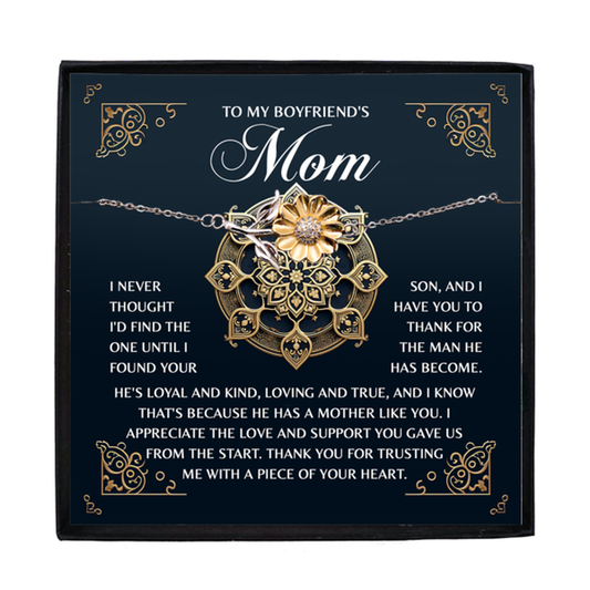 To My Boyfriend's Mom – Thank You for Trusting Me with a Piece of Your Heart – Elegant and Meaningful Sunflower Bracelet Gift