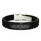 Funny Quilter Bracelet – “Not a Magician” Quote – Black Silicone Glidelock Wristband for Sewing Lovers