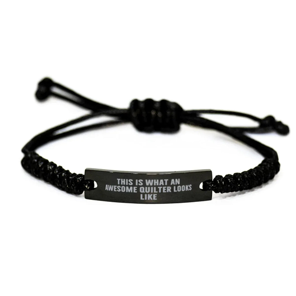 Awesome Quilter Engraved Braided Rope Bracelet – Bold Pride Engraving – Gift for Confident Sewers