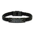 Braided Bullmastiff Dog Bracelet – “All I Care About Is My Bullmastiff Dog & Maybe Three People” – Interwoven Adjustable Cord Design