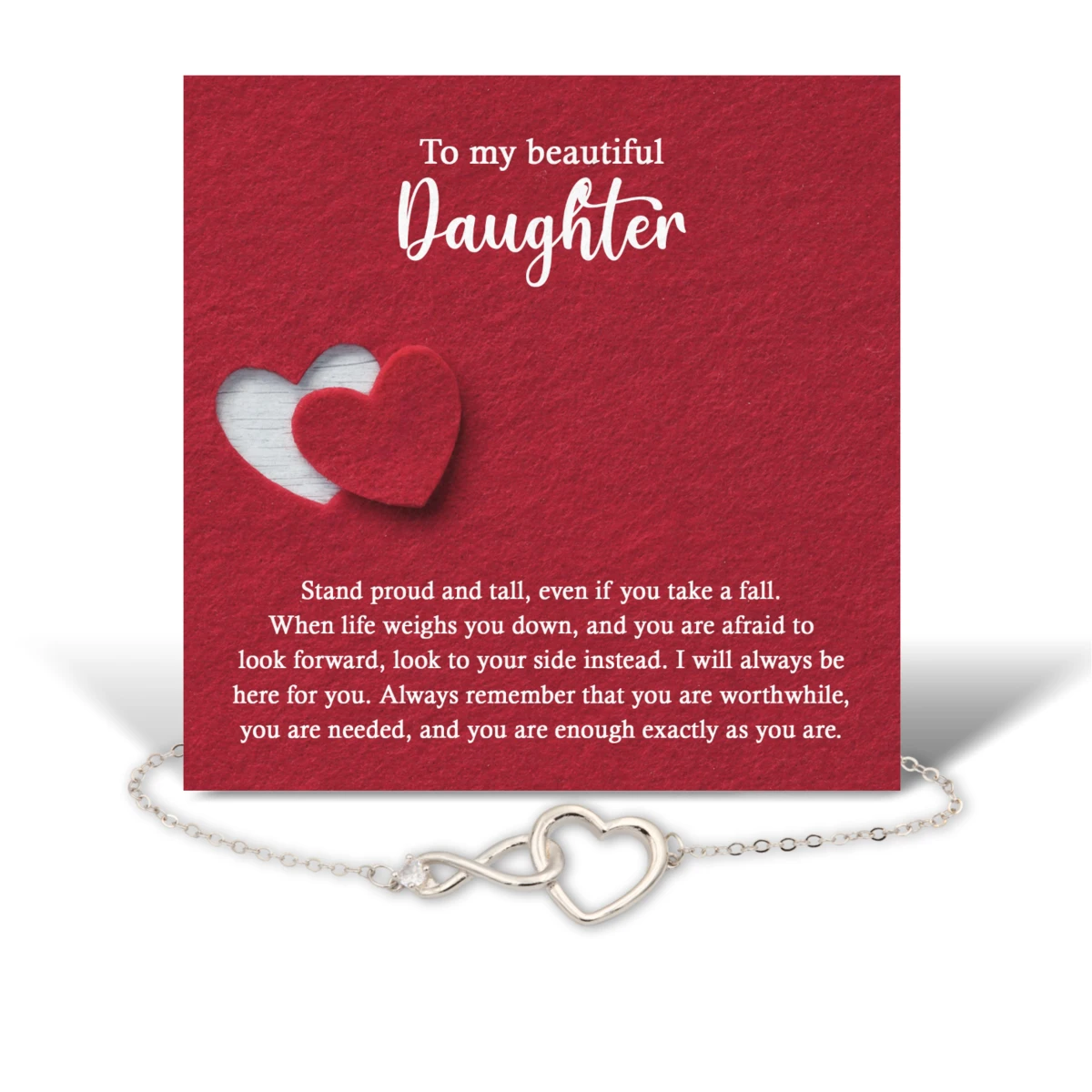 To My Daughter - I Love You Forever - Infinity Heart Bracelet With Message
