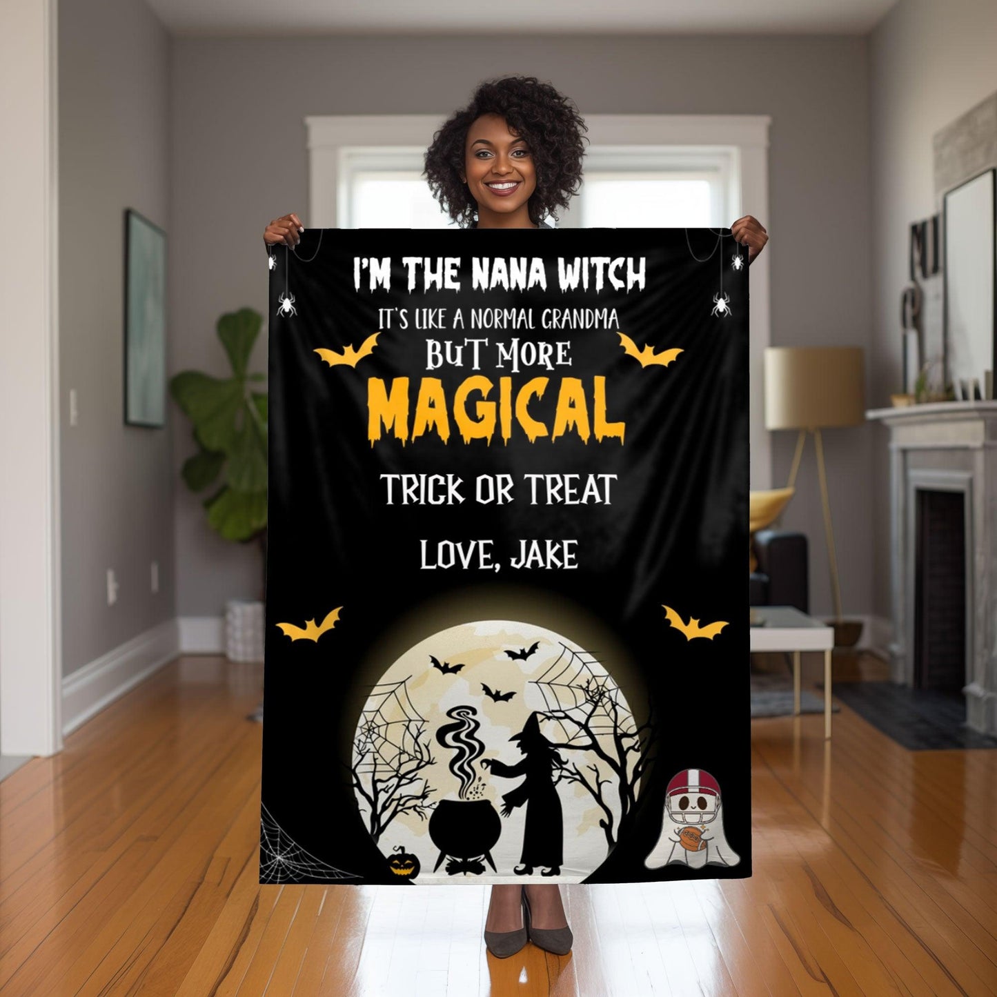 Halloween Personalized Mink Fleece Blanket - I'm the Grandma Witch But More Magical - Mallard Moon Gift Shop