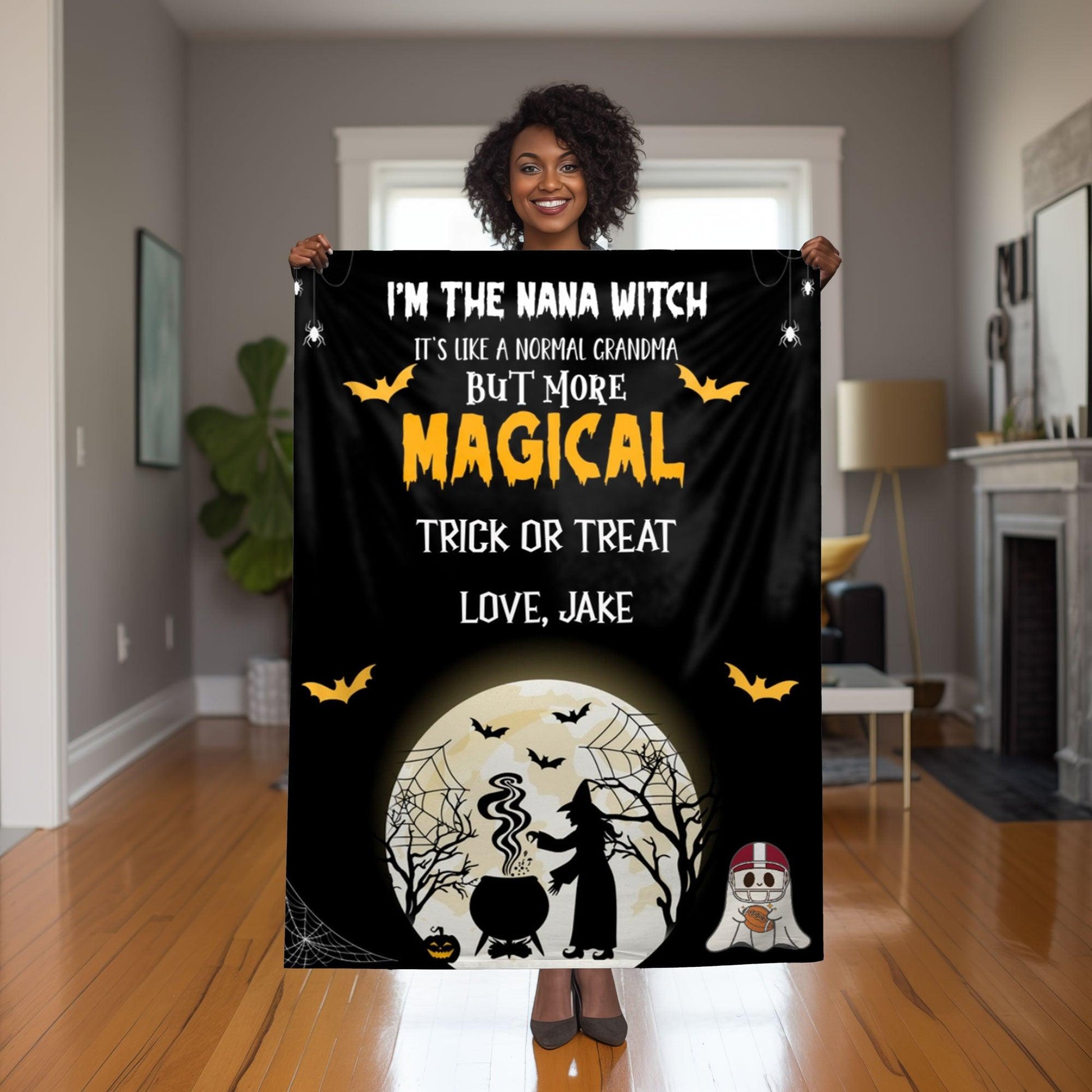 Halloween Personalized Mink Fleece Blanket - I'm the Grandma Witch But More Magical - Mallard Moon Gift Shop