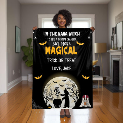 Halloween Personalized Mink Fleece Blanket - I'm the Grandma Witch But More Magical - Mallard Moon Gift Shop