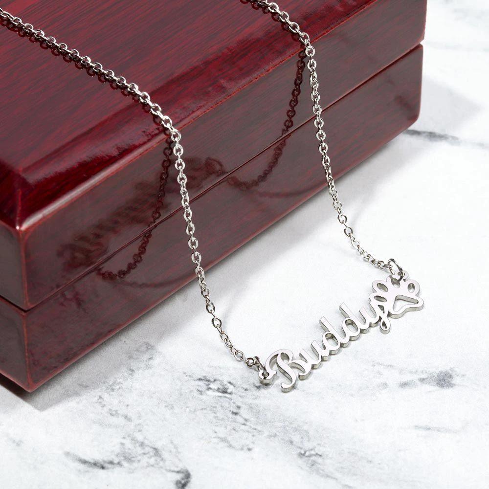 Funny Dog Mom Custom Paw Print Name and Photo Upload Necklace
