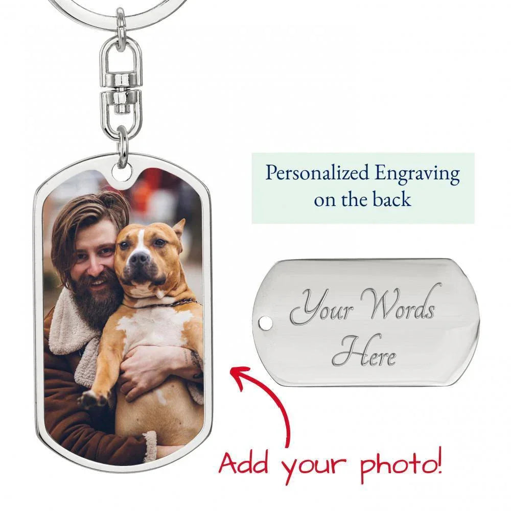 Funny Gift for Dog Dad Personalized Photo Upload Keychain