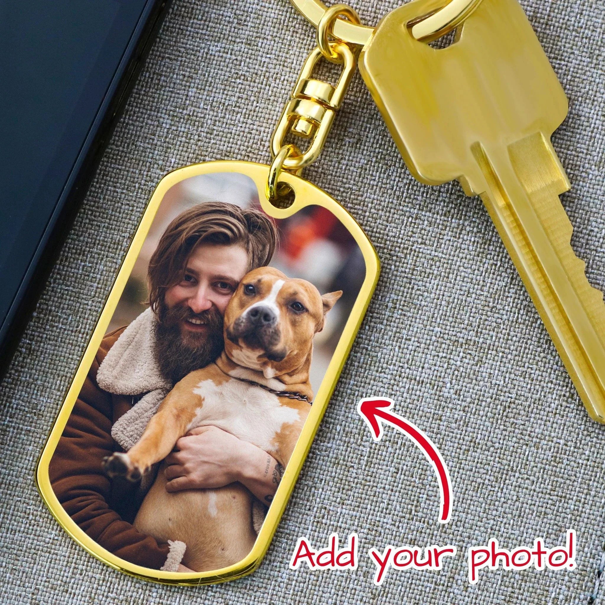 Funny Gift for Dog Dad Personalized Photo Upload Keychain