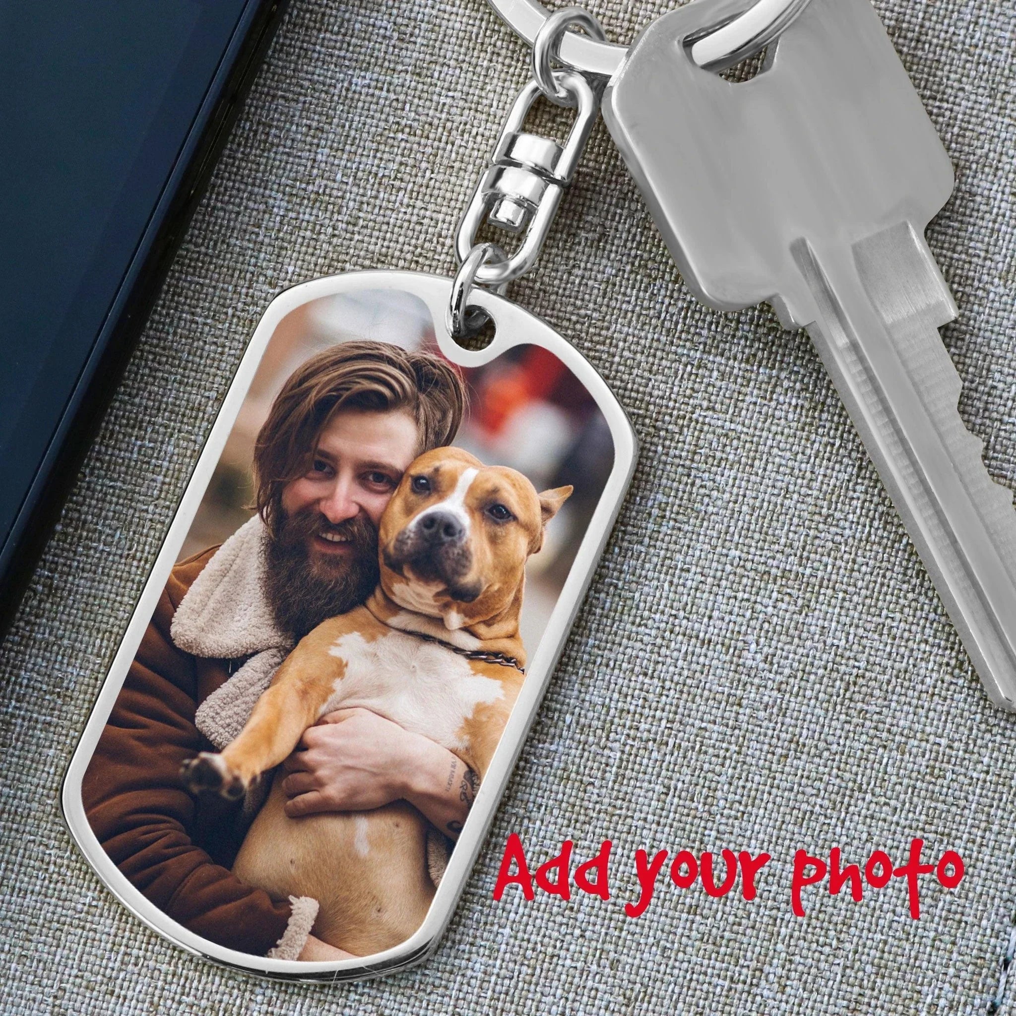 Funny Gift for Dog Dad Personalized Photo Upload Keychain