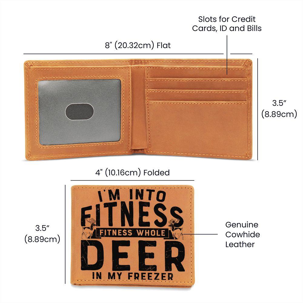 Funny Gift for Hunter I'm Into Fitness Leather Wallet - Mallard Moon Gift Shop