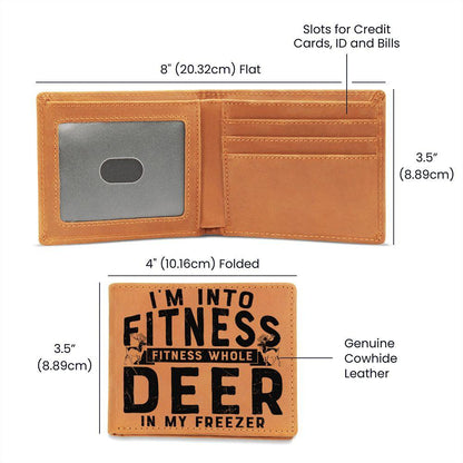 Funny Gift for Hunter I'm Into Fitness Leather Wallet - Mallard Moon Gift Shop