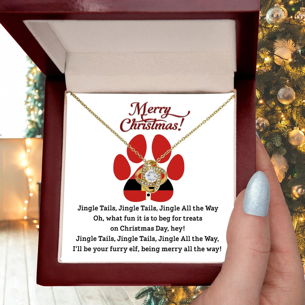 Gift for Fur Mom - Furry Elf - Love Knot Pendant Necklace