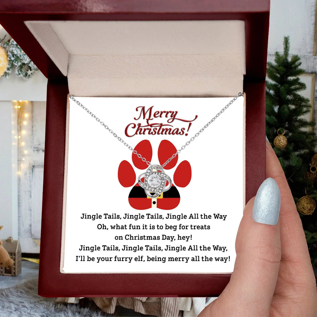 Gift for Fur Mom - Furry Elf - Love Knot Pendant Necklace