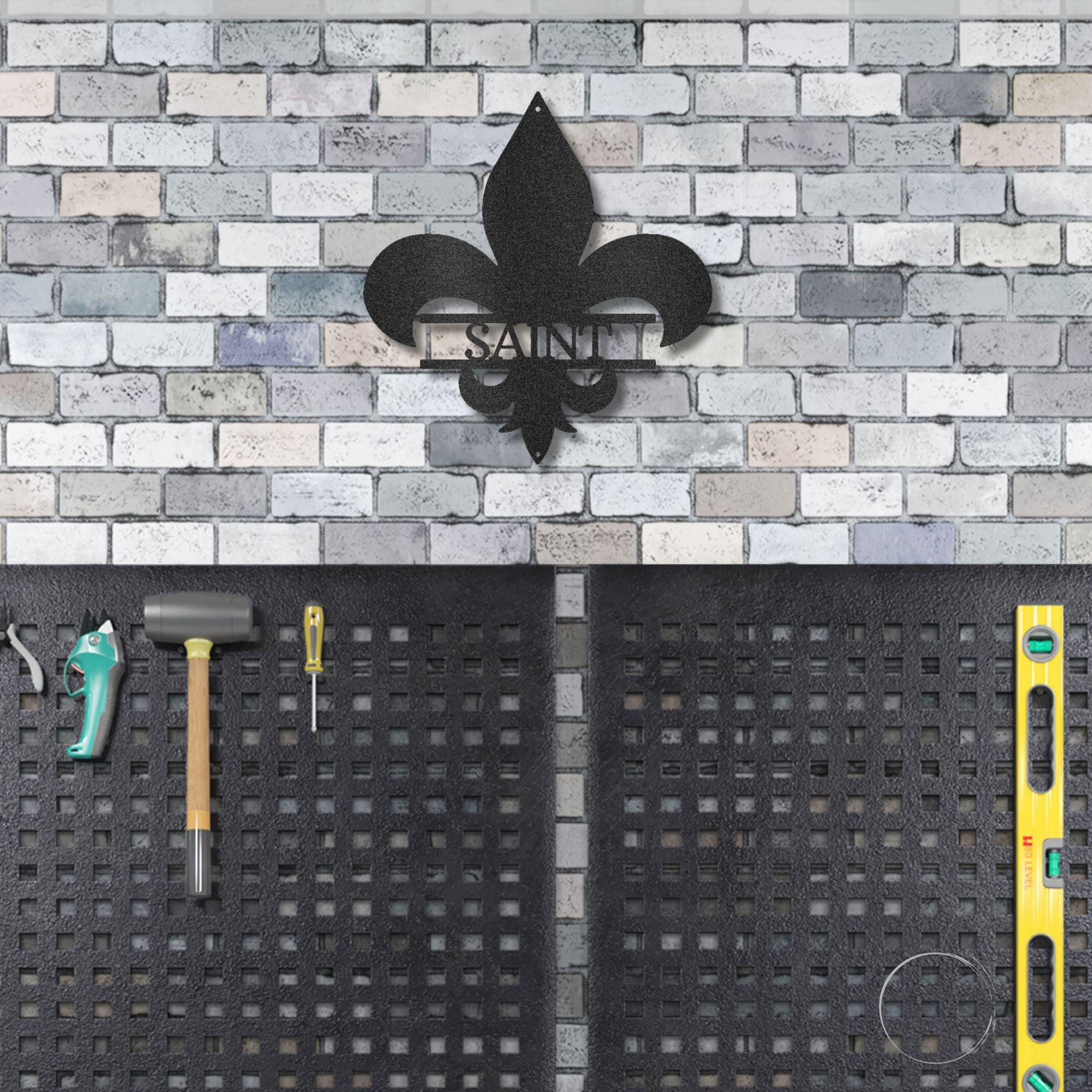 Classic Fleur De Lis Personalized Indoor Outdoor Steel Wall Sign - Mallard Moon Gift Shop