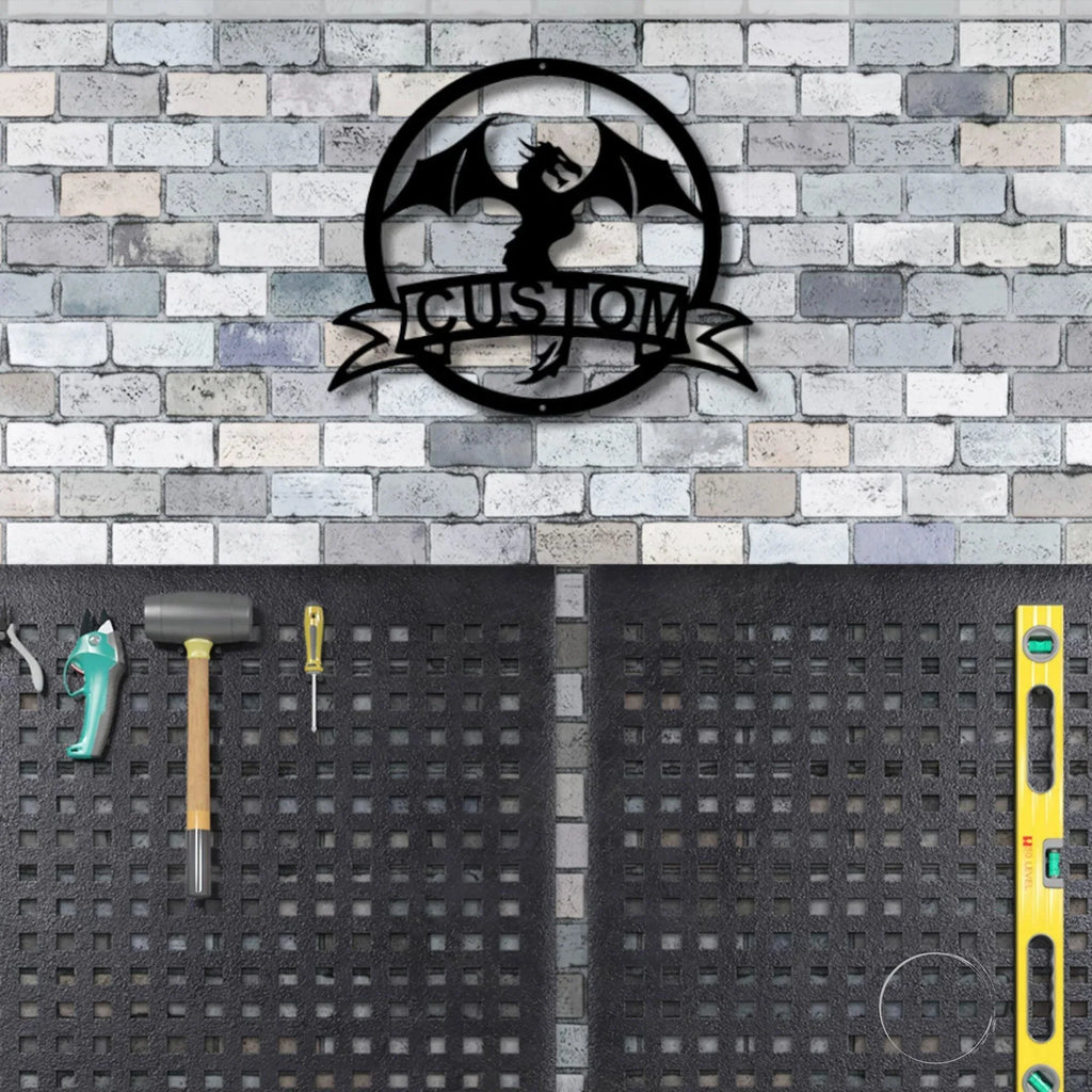 Dragon Banner Personalized Name Metal Art Wall Sign
