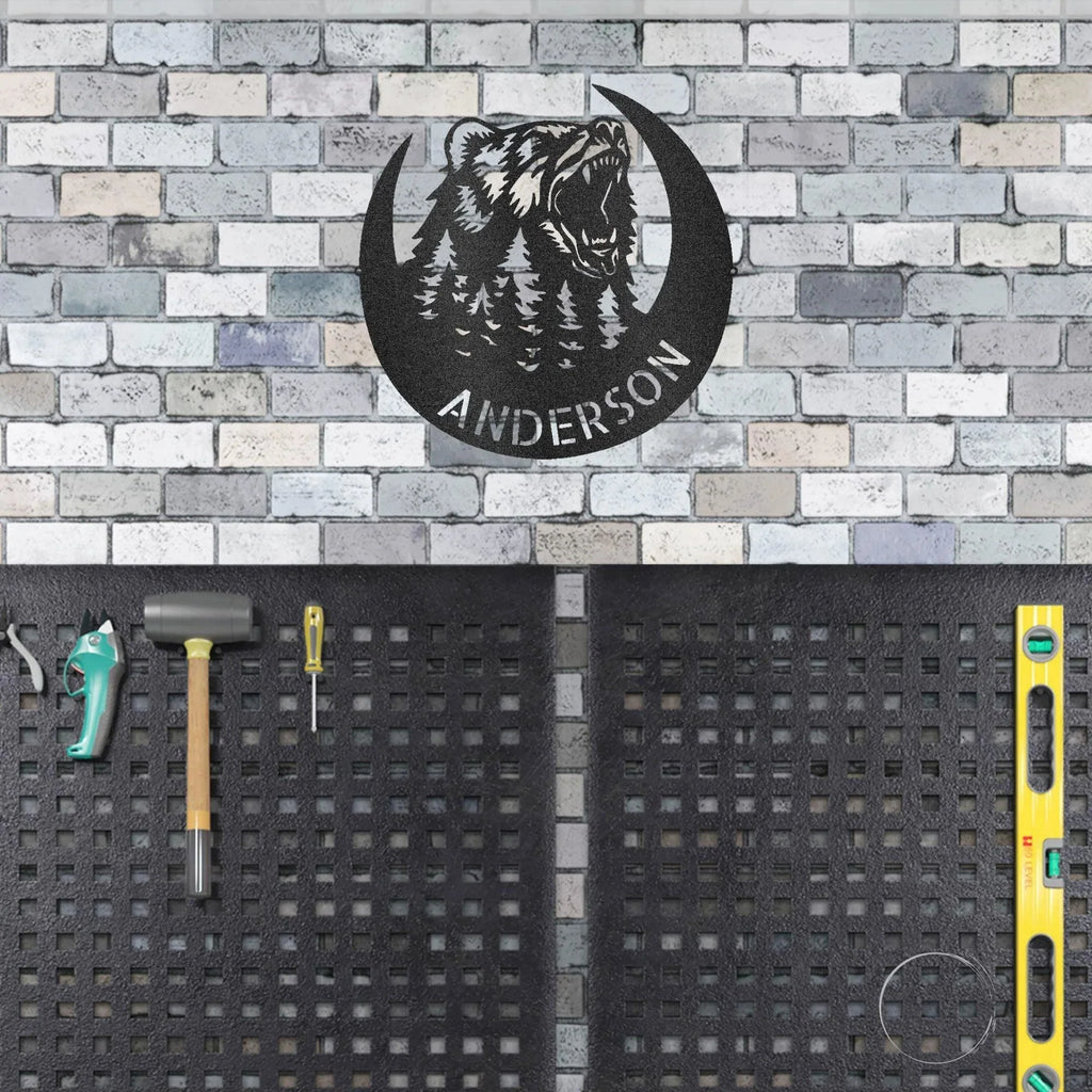 Roaring Bear Custom Name Indoor Outdoor Steel Wall Sign