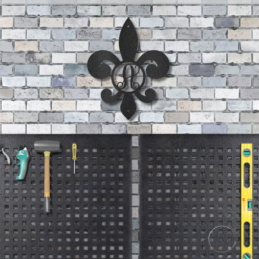 Fleur De Lis Personalized Initial Metal Art Wall Sign