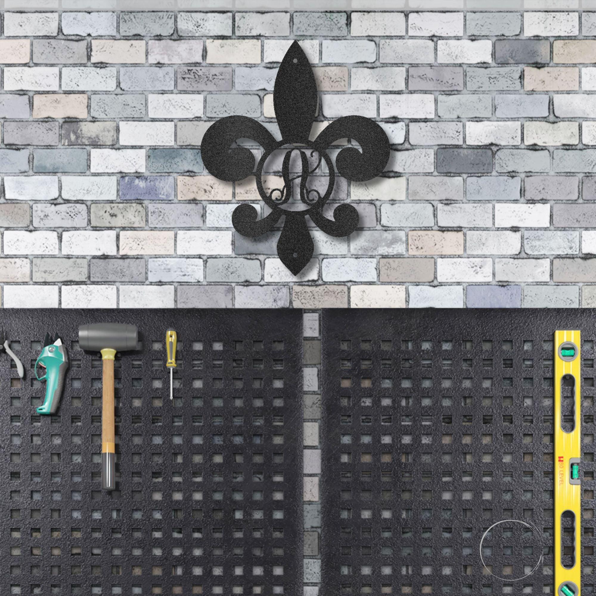 Fleur De Lis Personalized Initial Metal Art Wall Sign - Mallard Moon Gift Shop